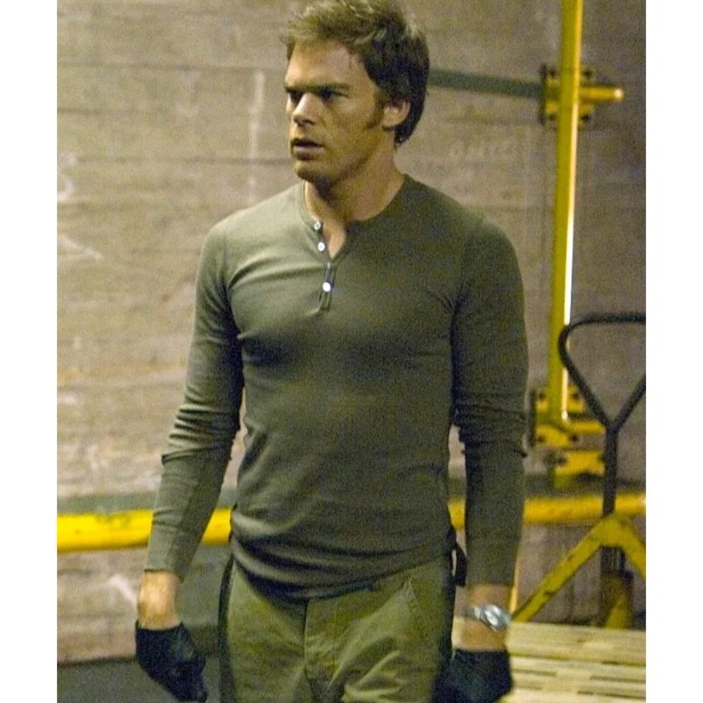 American Apparel 4-Button Baby Thermal Dexter Morgan Kill Shirt Mens XL Olive